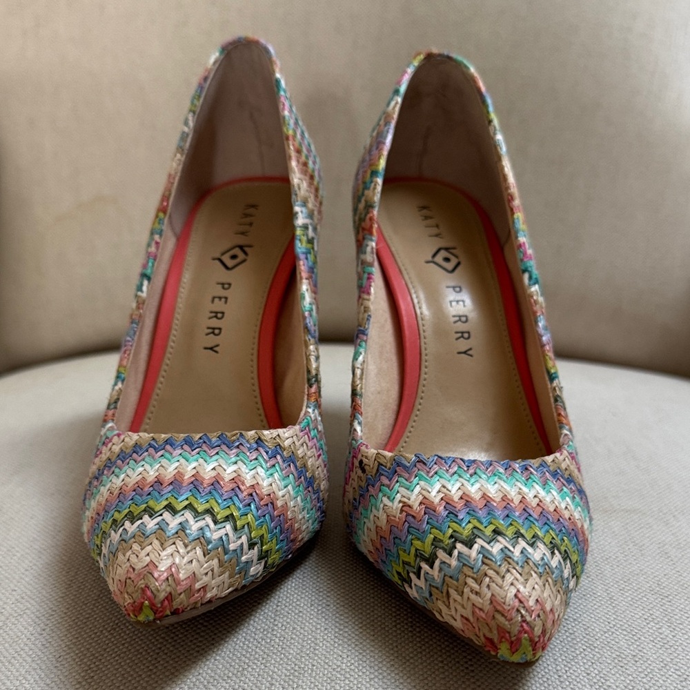 Katy Perry Collections Multicolor Chevron Woven Pointed Pumps